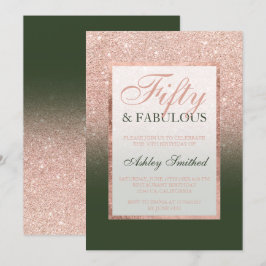 偽のローズゴールドグリッター ハンターグリーン 50 ファビュラス 招待状