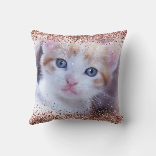 偽のローズゴールドグリッター ブラシ仕上げ メタルフォイル 写真 クッション (裏面)