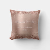 偽のローズゴールドグリッター ブラシ仕上げ メタルフォイル 写真 クッション (正面)