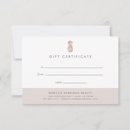 偽のローズゴールドパイナップルギフト証明書 (裏面)