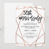 偽のローズゴールド幾何学模様 50周年結婚記念日 招待状 (正面/裏面)