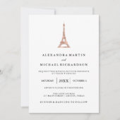 偽のローズゴールド エレガント エッフェル塔 ウェディング 招待状 (正面)