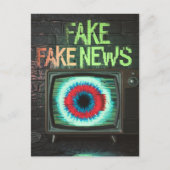 偽の偽のニュースレトロテレビの眼球グリッチ ポストカード (正面)