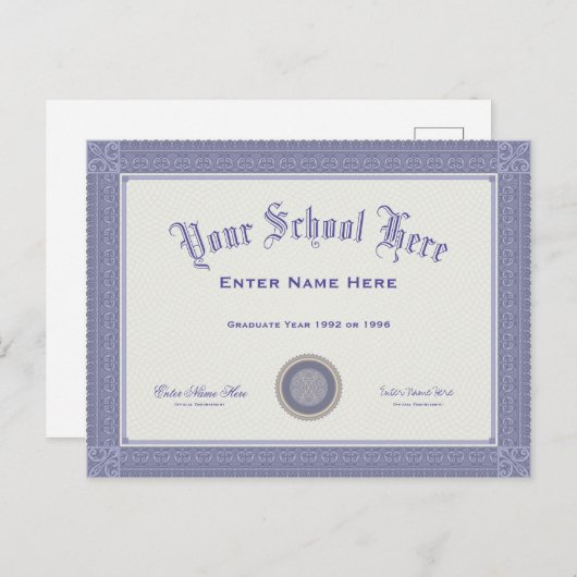 偽の卒業証書あなたのテキストポストカード ポストカード (正面/裏面)