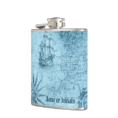 偽の古地図柄、6オンスビニールラッピングヒップフラスク フラスク (左)