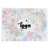 偽の塊状グリッター デザインにあなたのロゴ ラージペーパーバッグ (裏面)