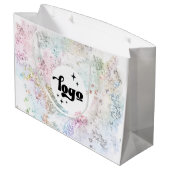 偽の塊状グリッター デザインにあなたのロゴ ラージペーパーバッグ (裏面アングル)