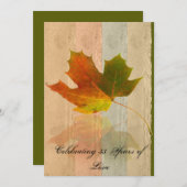 偽の手作り紙に落ちた紅葉の結婚記念日 招待状 (正面/裏面)