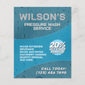 偽の水滴を使った高圧洗浄のフライヤー チラシ (正面)