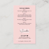 偽の爪、 ネイル気にとアプリケーションガイド赤面ピンク 名刺 (裏面)