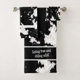 偽の牛柄 ブラック&ホワイト バスタオルセット