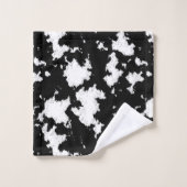 偽の牛柄 ブラック＆ホワイト バスタオルセット (ウォッシュタオル)