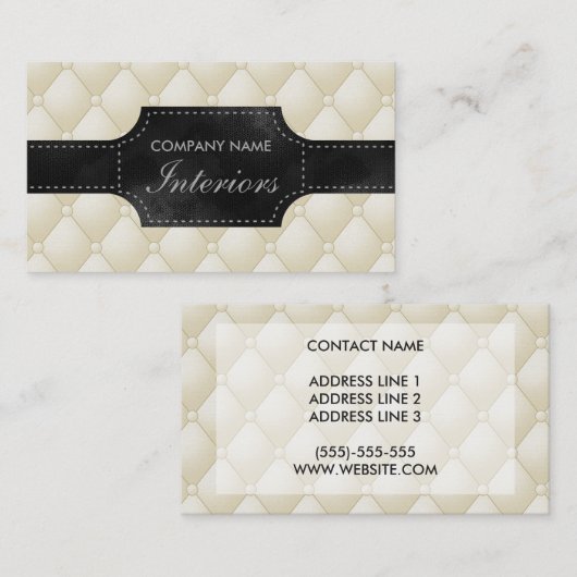 偽の白と黒のタフテッドレザーの外観 名刺 (正面/裏面)