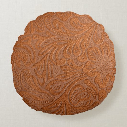 偽の皮革フェイク模様 ラウンドクッション (正面)