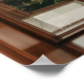 偽の窓から日没の木の景色が見える幻想 ポスター (角)