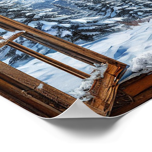 偽の窓の冬の風景 ポスター (角)