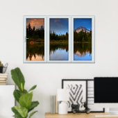 偽の窓の錯覚 – 山反射ViEw ポスター (ホームオフィス)