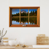 偽の窓の錯覚 – 山反射ViEw ポスター (キッチン)