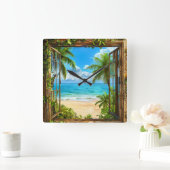 偽の窓の風景 スクエア壁時計 (ホーム)