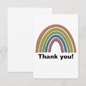 偽の素朴な紙テクスチャ付き虹 サンキューカード (正面/裏面)