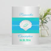偽の貝殻 - ビーチウェディングの招待状 招待状 (スタンド正面)