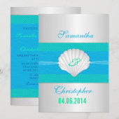 偽の貝殻 - ビーチウェディングの招待状 招待状 (正面/裏面)