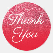 偽の赤いグリッターオンブレ「ありがとう」 ラウンドシール (正面)