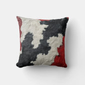 偽の赤い革の牛の斑点の毛皮 クッション (正面)