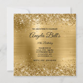 偽の輝く金色のグリッターが施されたブラシ加工のホイルモノグラム 招待状 (裏面)