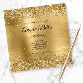 偽の輝く金色のグリッターが施されたブラシ加工のホイルモノグラム 招待状