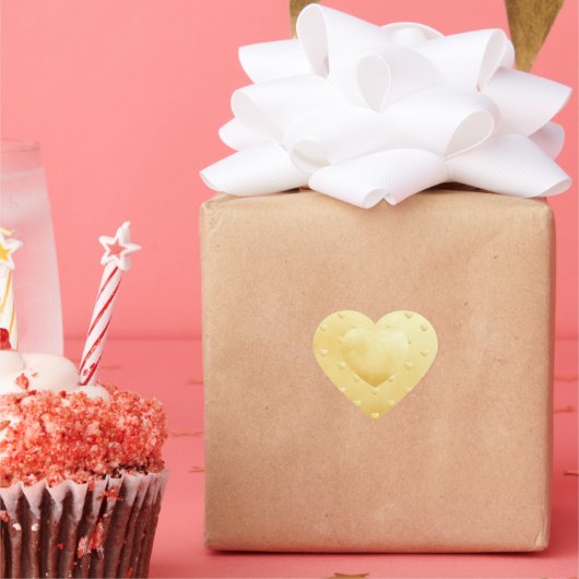 偽の金にスイートゴールドハートパターン ハートシール (パーティー)