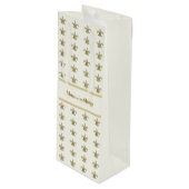 偽の金のフルール・ド・リス アイボリー ワインギフトバッグ (正面アングル)