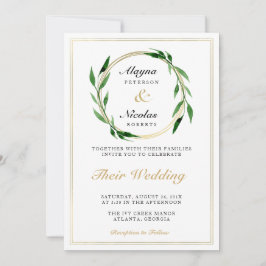 偽の金の花輪の結婚式招待状 招待状