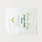 偽の金箔の緑豊かな森の魔法のベイビーシャワー タペストリー (正面(横))