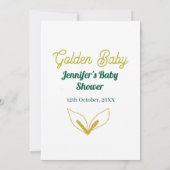偽の金箔の緑豊かな森の魔法のベイビーシャワー 招待状 (裏面)