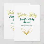 偽の金箔の緑豊かな森の魔法のベイビーシャワー 招待状 (正面/裏面)