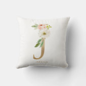 偽の金箔の花模様のイニシャルJ クッション (裏面)