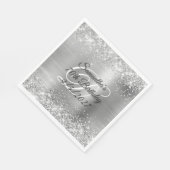 偽の銀のグリッターとホイルを使った70歳の誕生日 スタンダードランチョンナプキン (角)