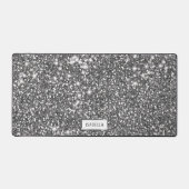 偽の銀のグリッター テクスチャーとカスタム名 デスクマット (正面)