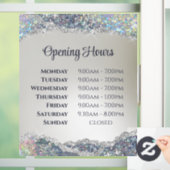 偽の銀のグリッター ホイル 開店時間 ウィンドウサイン (ホーム)