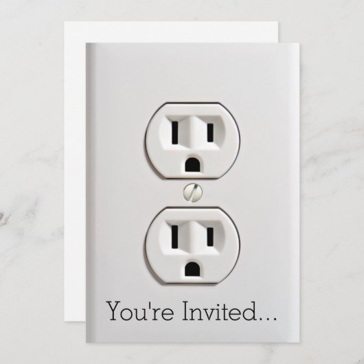 偽の電おもしろい気コンセント 招待状 (正面/裏面)
