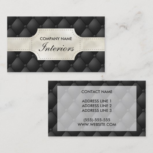 偽の黒と白のタフテッドレザーの外観 名刺 (正面/裏面)