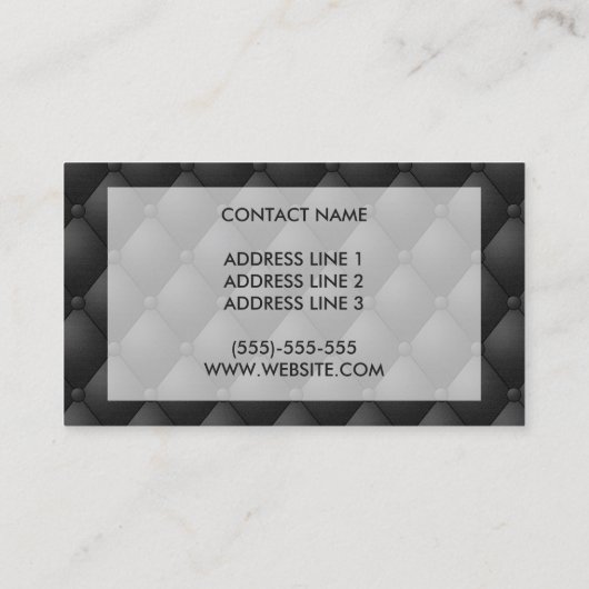 偽の黒と白のタフテッドレザーの外観 名刺 (裏面)