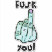 偽のF爆弾と偽の中指のジョークのステッカーv3 シール (正面)