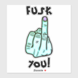 偽のF爆弾と偽の中指のジョークのステッカーv3 シール