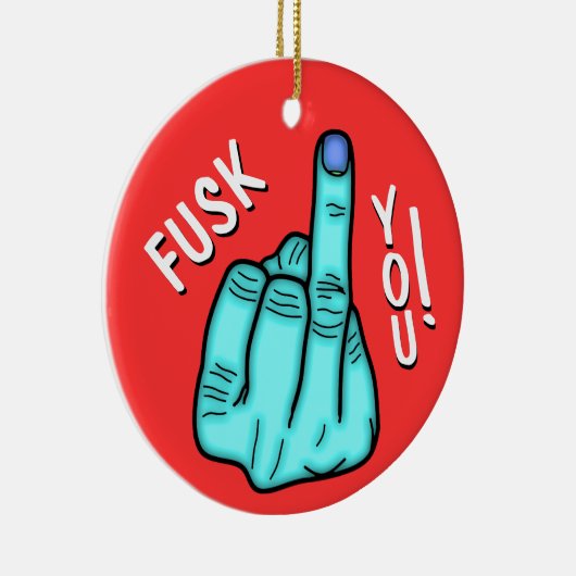 偽のF爆弾のジョークとメリークリスマスの願い セラミックオーナメント (右)