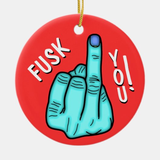 偽のF爆弾のジョークとメリークリスマスの願い セラミックオーナメント (正面)