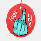 偽のF爆弾のジョークとメリークリスマスの願い セラミックオーナメント (左)