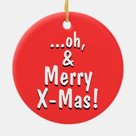 偽のF爆弾のジョークとメリークリスマスの願い セラミックオーナメント (裏面)