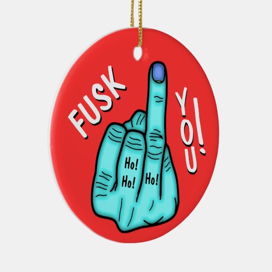 偽のF爆弾のジョークとメリークリスマスはv2を願う セラミックオーナメント (右)